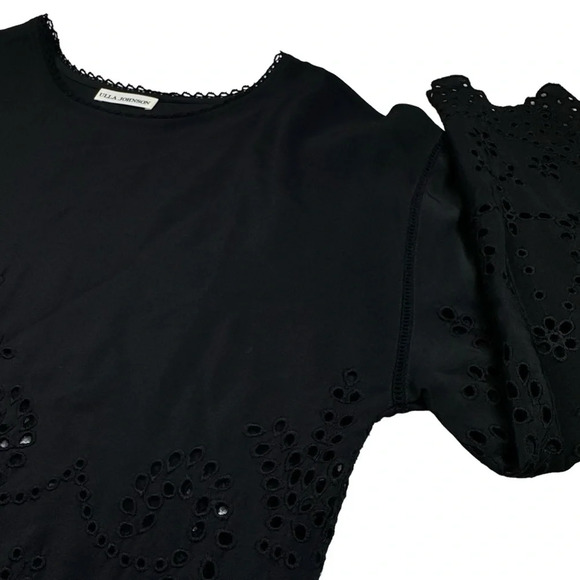 ULLA JOHNSON Althea Black Silk Eyelet Blouse. Quiet Luxury Old Money Size 2 - Picture 10 of 14